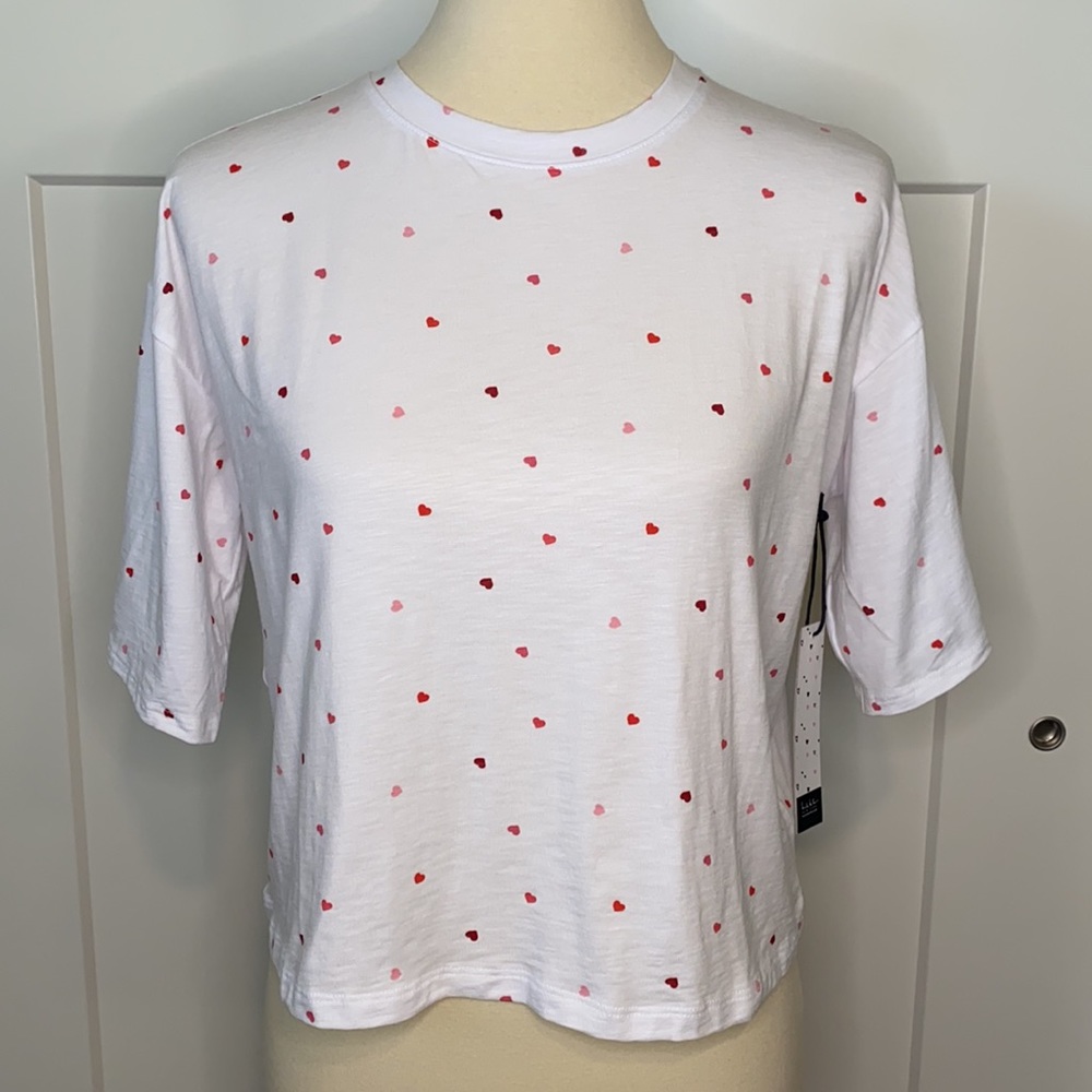 NWT Nicole Miller Cropped Heart Tee